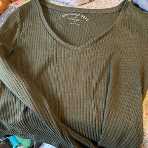 Seriously Soft Olive Green Ribbed Top